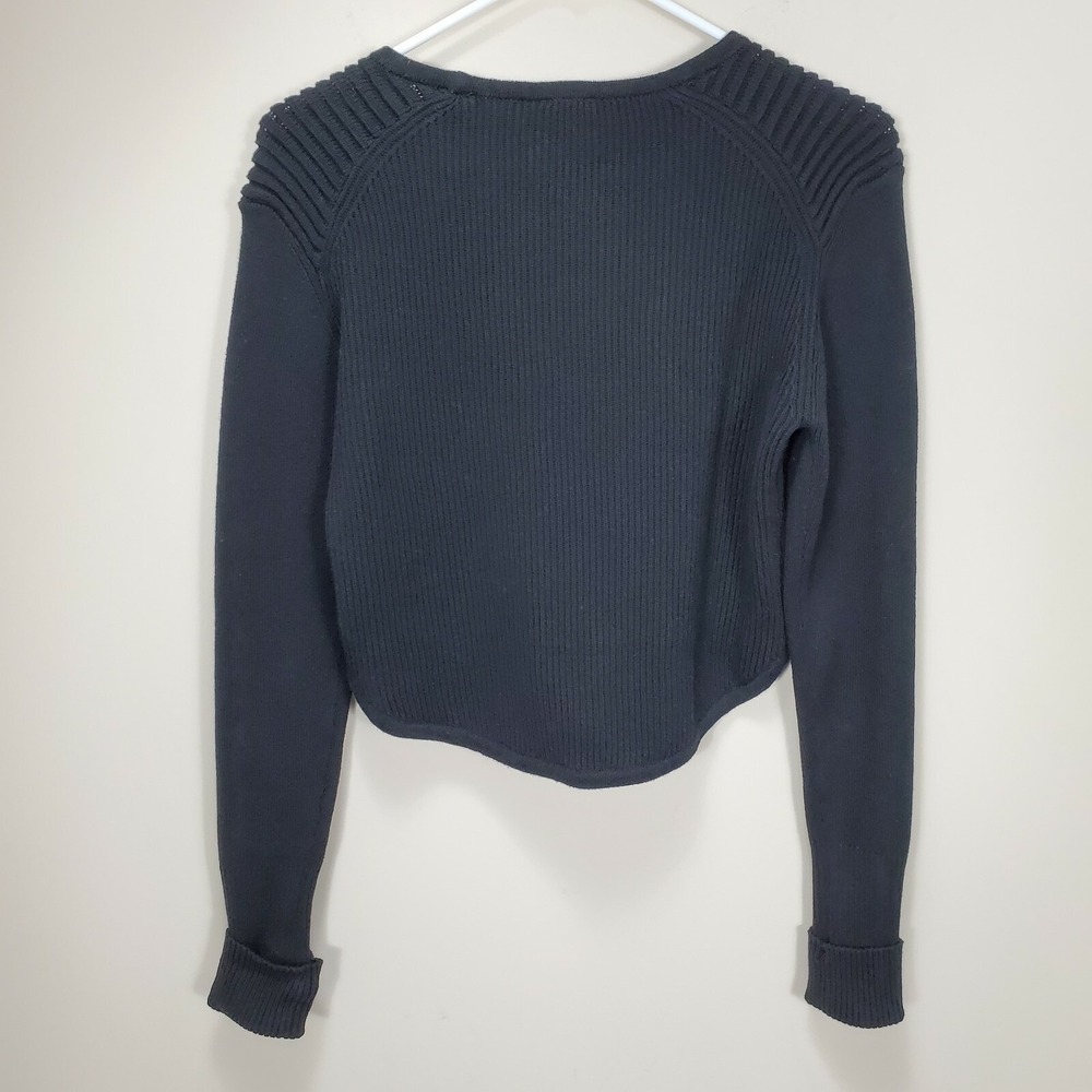 Cabi Crop Prep Pullover Sweater Hi Low Knit Ribbed Long Sleeve S 3525 black knit - Picture 2 of 6